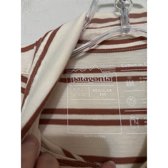 Patagonia Men's Polo Shirt Cotton in Conversion XL Short Sleeve Mirror Stripe - Picture 4 of 5